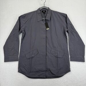 Monrow Womens Gray Button Up Ripstop Shirt‎ Jacket Shacket Utility Chore Size M